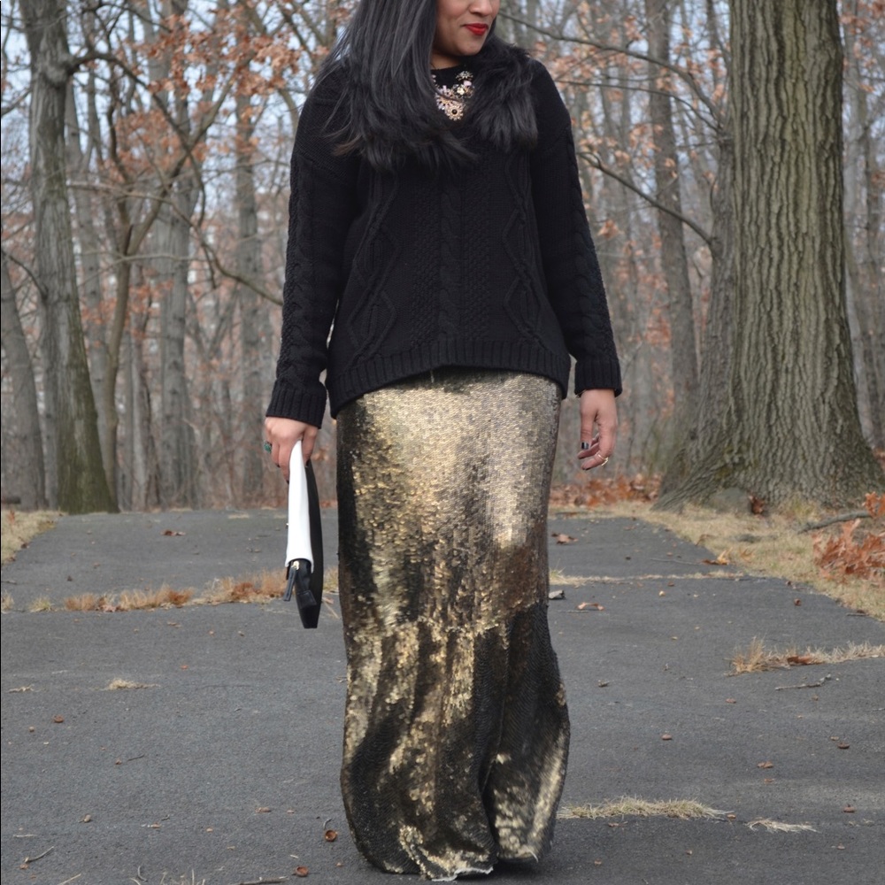 GRYPHON gold sequin mermaid maxi skirt